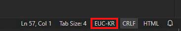 Vscode 한글 깨짐 EUC-KR 인코딩