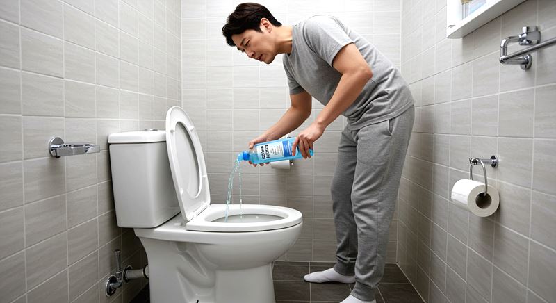 변기 막혔을때 뚫는법 뚫어뻥 없을때 샴푸 옷걸이 락스 비닐 활용