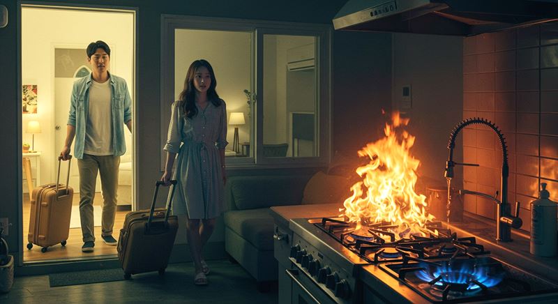 장기간 집 비울때 가스불 주의