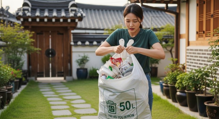 종량제봉투 타지역사용 하는 모습